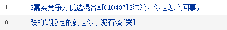 嘉实竞争力优选混合A成立2年半亏44% 被网友吐槽：跌的最稳定的就是你了泥石流